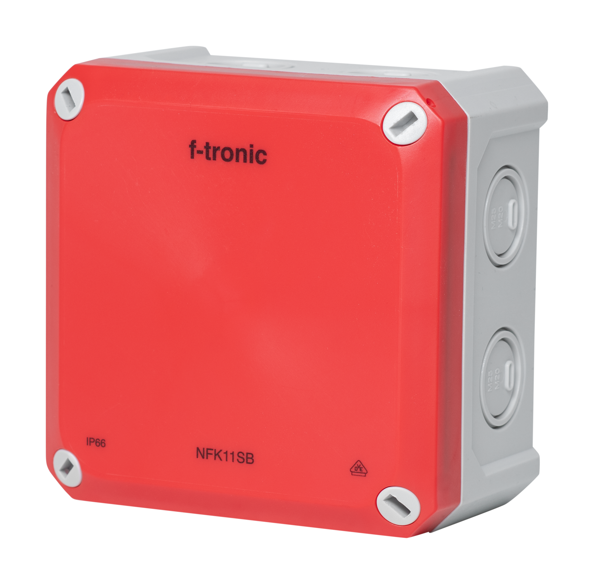 7340211 F-TRONIC NEPTUN Compact 分线盒 110x110x67mm 预冲压 IP66 PS 灰红色 安全照明 NFK11SB