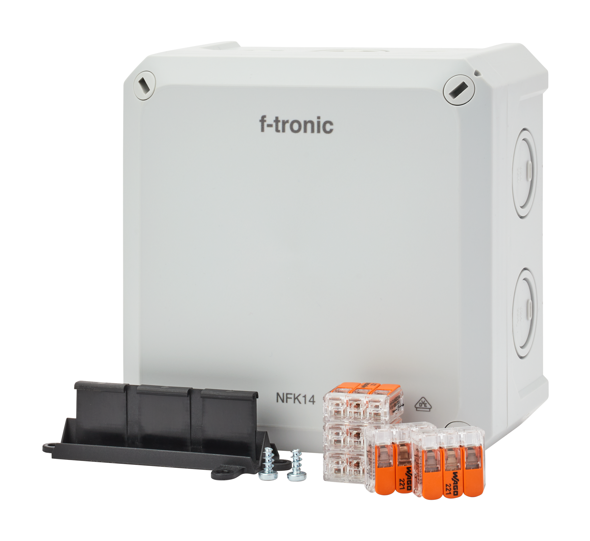 F-TRONIC 140x140x81mm 防水接线盒套装 6mm²端子 灰色 IP66