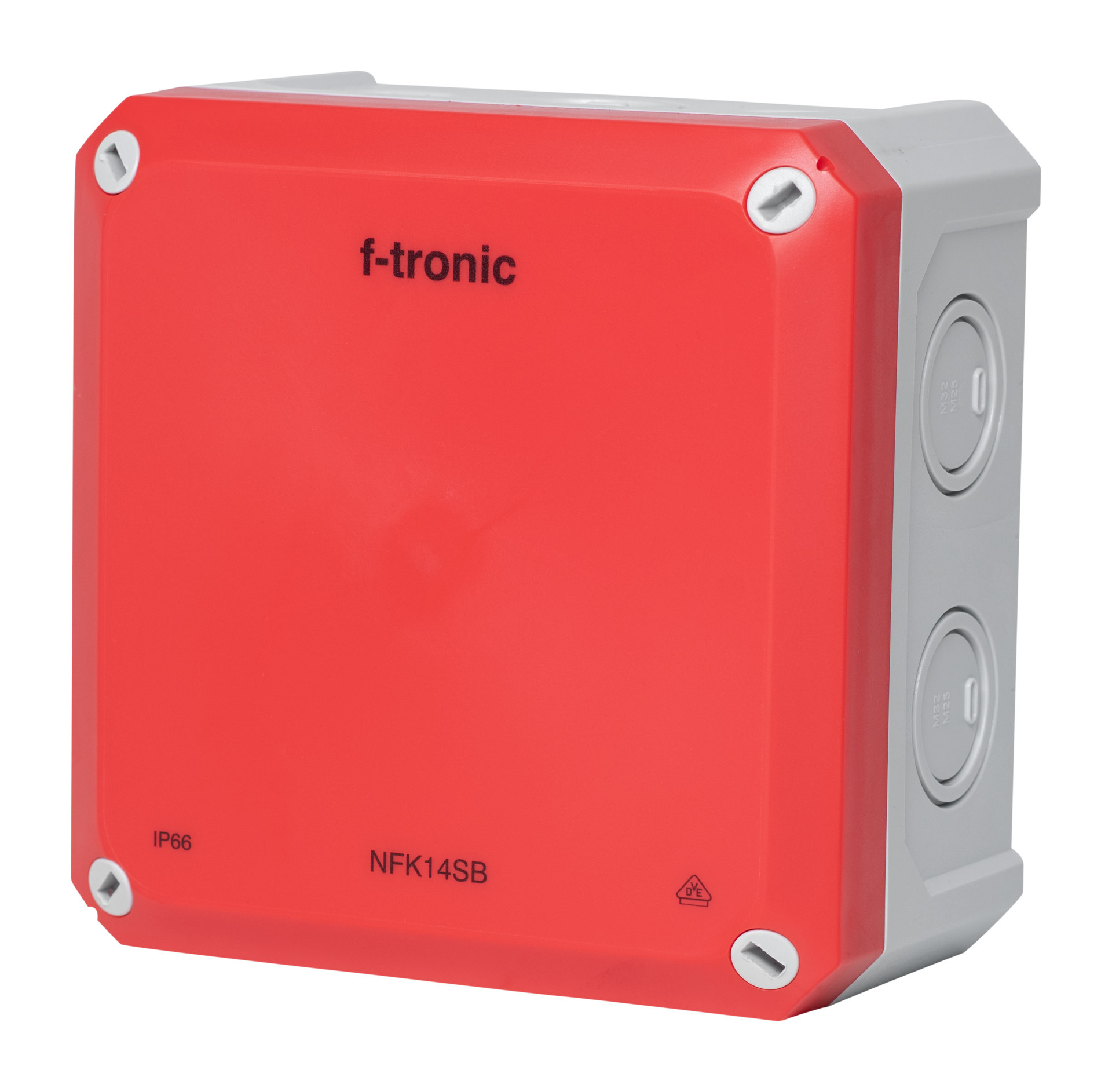 7340212 F-TRONIC NEPTUN Compact 分线盒 140x140x81mm 预冲压 IP66 PS 灰红色 安全照明 NFK14SB